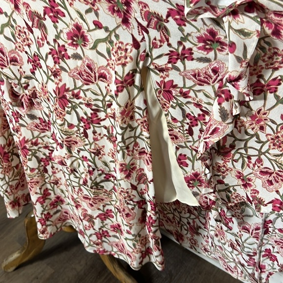 Sundance Pink Red Floral Ruffle Accent Sleeveless Midi Length Dress M - Picture 2 of 12